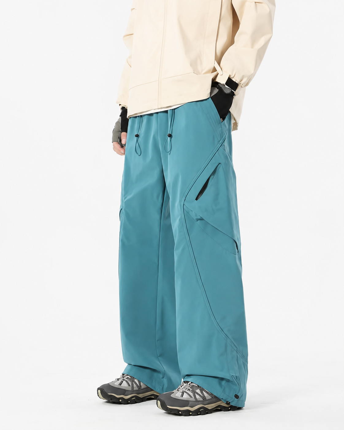 Pact Water-Repellent Straight-Leg Cargo Trousers in Blue, back # Colour_Blue