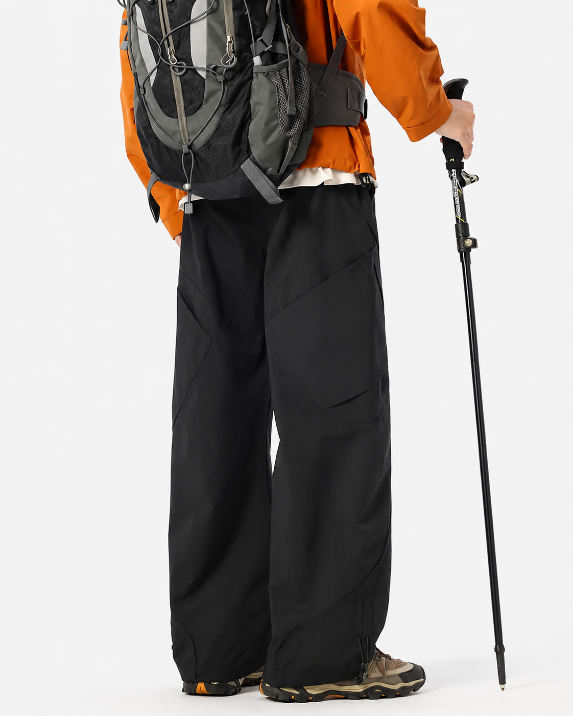 Pact Water-Repellent Straight-Leg Cargo Trousers in Black, front # Colour_Black