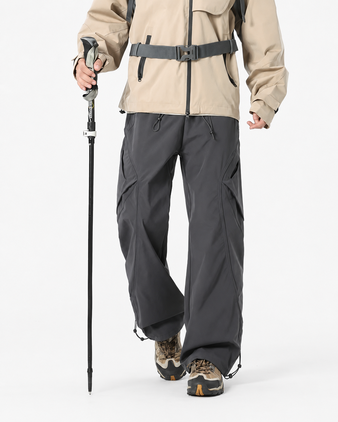 Pact Water-Repellent Straight-Leg Cargo Trousers in Grey, back # Colour_Grey