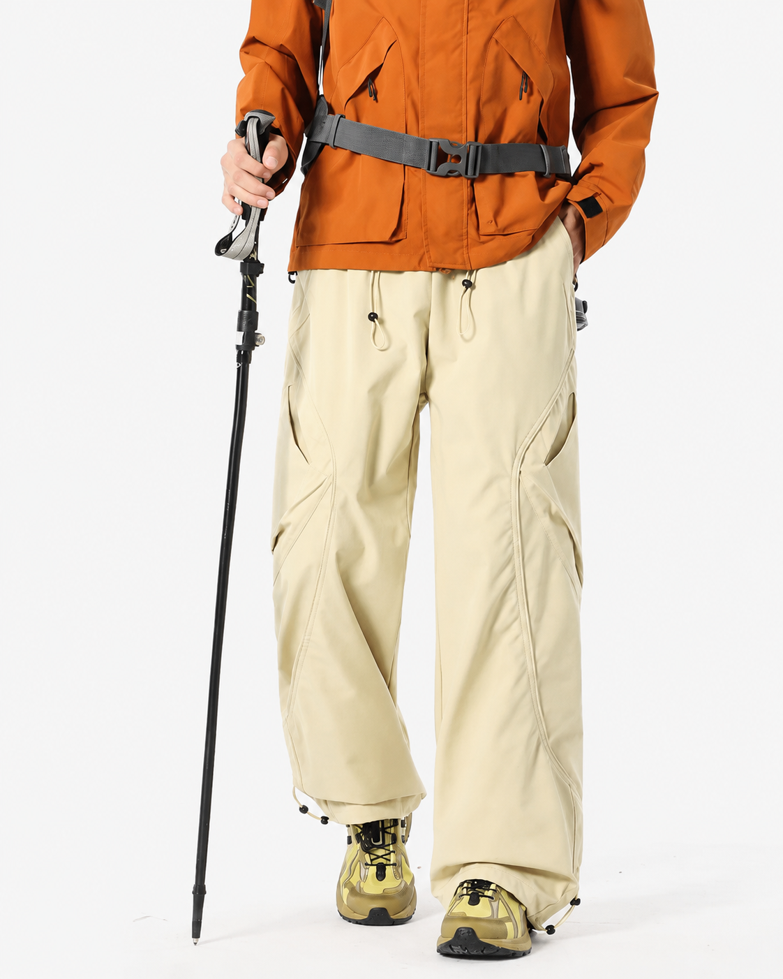 Pact Water-Repellent Straight-Leg Cargo Trousers in Yellow, back # Colour_Yellow