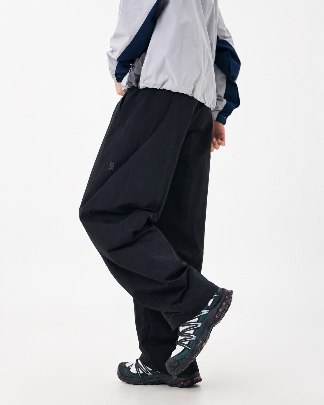 Pact Water-Repellent Parachute Cargo Trousers in Black, front # Colour_Black