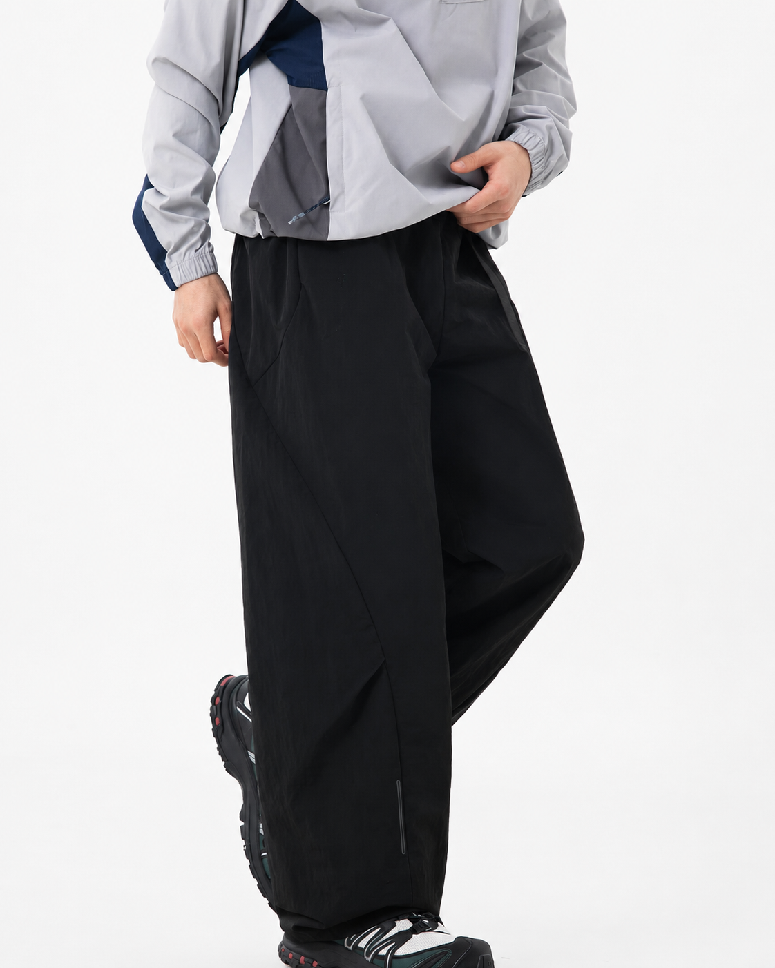 Pact Water-Repellent Parachute Cargo Trousers in Black, three-quarter # Colour_Black