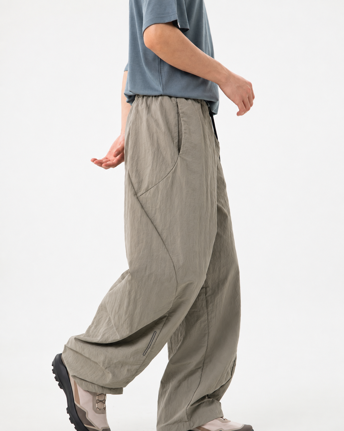 Pact Water-Repellent Parachute Cargo Trousers in Khaki, front # Colour_Khaki