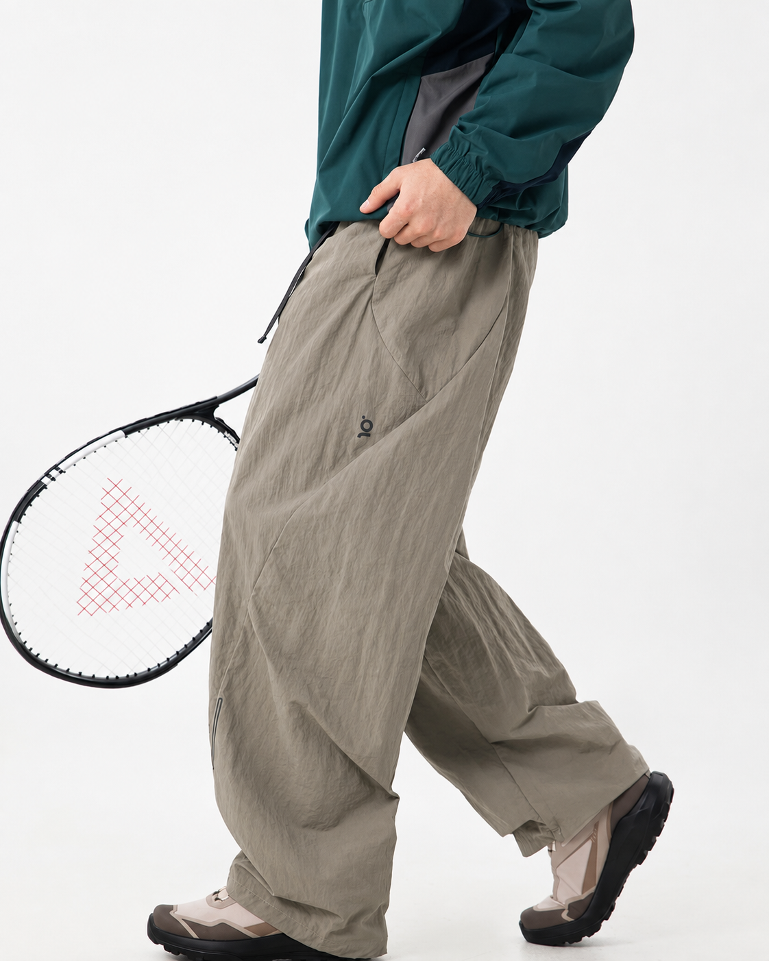 Pact Water-Repellent Parachute Cargo Trousers in Khaki, back # Colour_Khaki