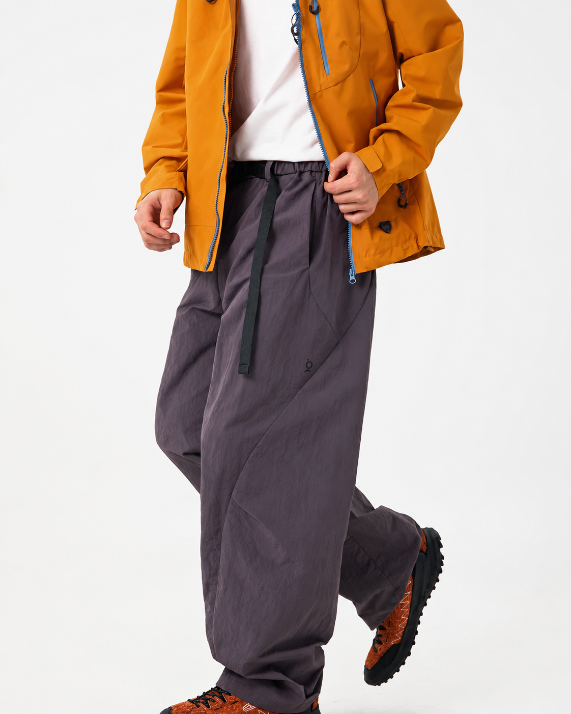 Pact Water-Repellent Parachute Cargo Trousers in Purple, front # Colour_Purple