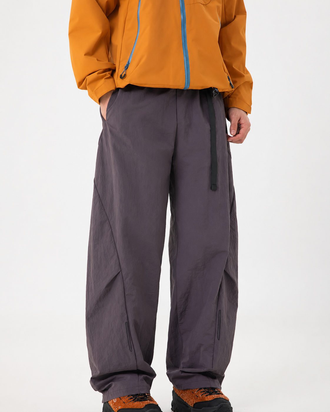 Pact Water-Repellent Parachute Cargo Trousers in Purple, back # Colour_Purple