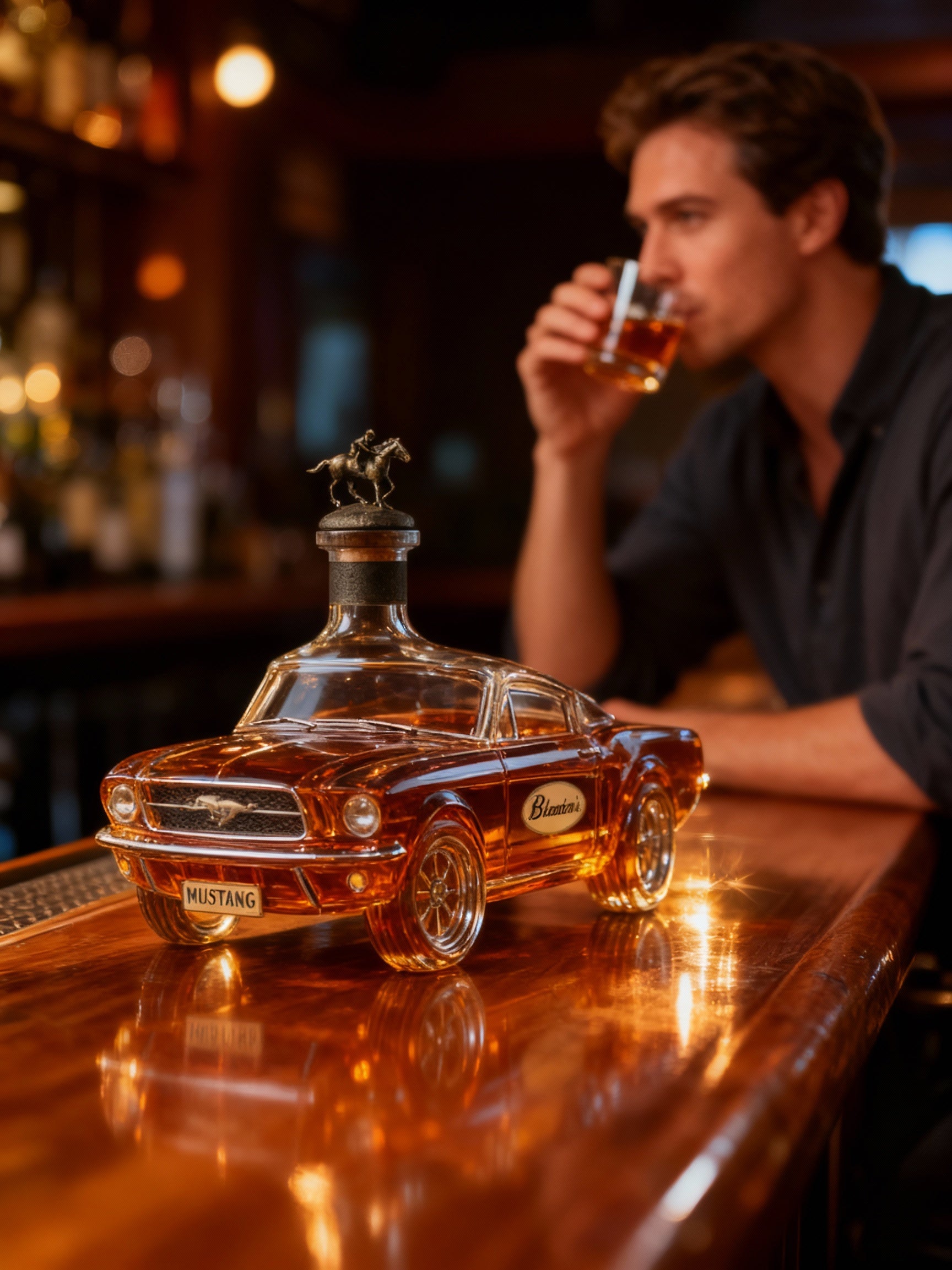 Classic Car Collection | Whiskey Decanter with Premium Glass Design | Unique Mustang Car Silhouette for Home Bars 0