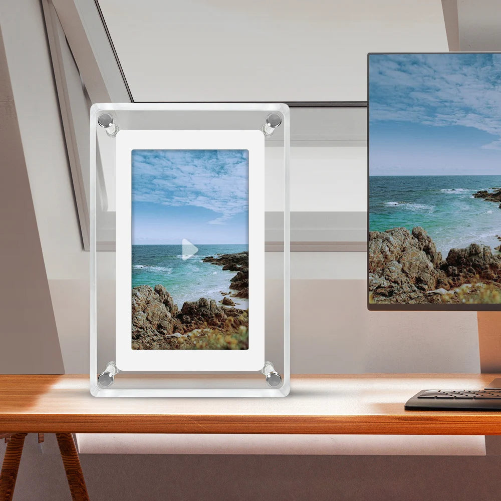 ClearFrame | Digital Photo Frame with IPS Display & Built-in Battery | Modern Acrylic Design for Home & Office 0