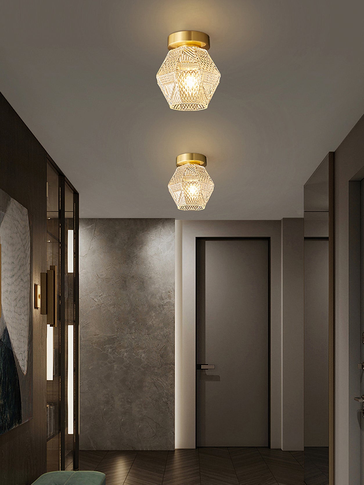Elegant Collection | Flush Mount Ceiling Light Fixture with Geometric Glass Shade | Modern Design for Stylish Indoor Lighting 5 | he1780481832137694487,zX1780481832137873726,pg1780481832137784457