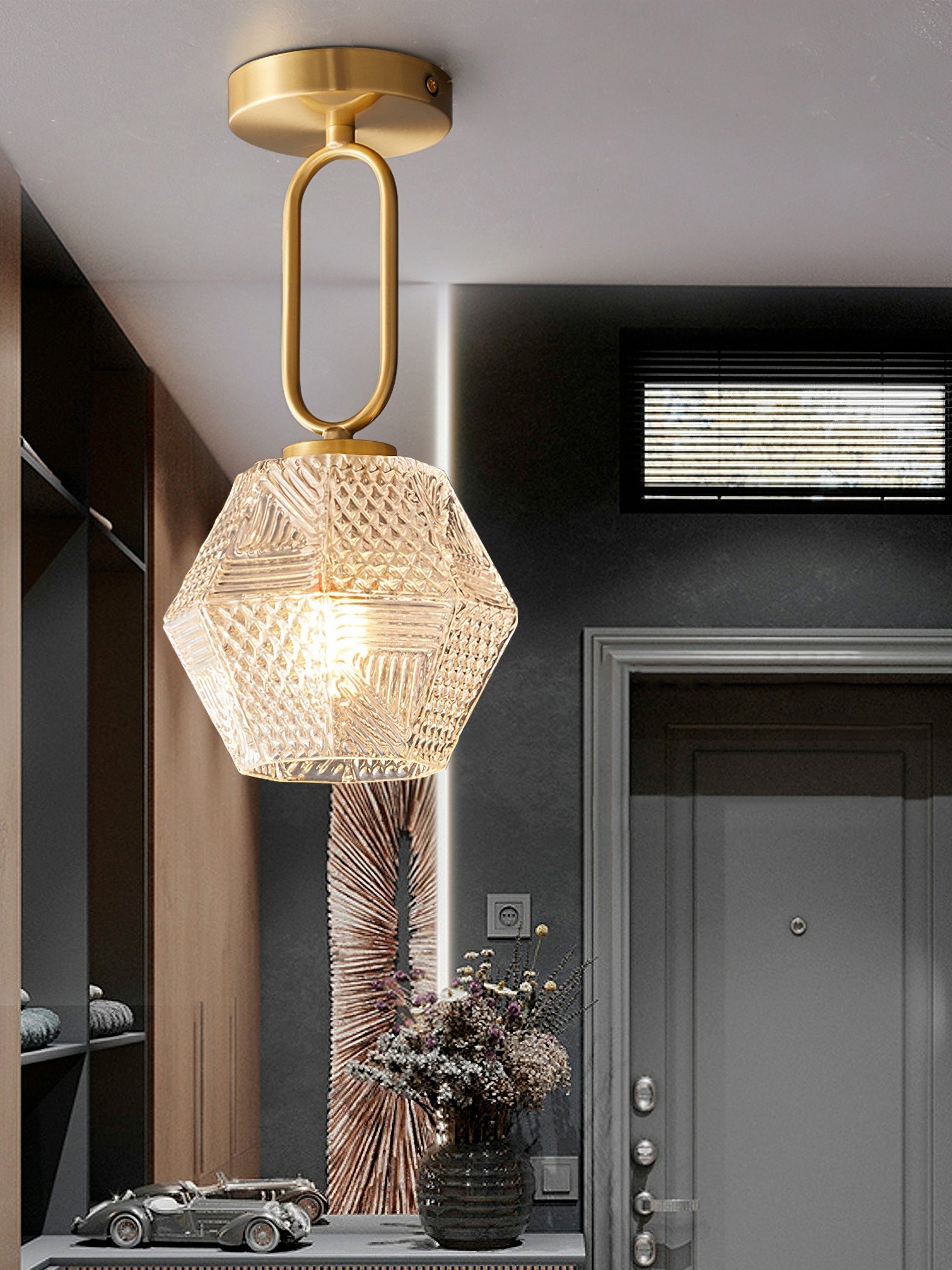 Elegant Collection | Flush Mount Ceiling Light Fixture with Geometric Glass Shade | Modern Design for Stylish Indoor Lighting 7 | he1780481832137694487,zX1780481832137873726,pg1780481832137784457