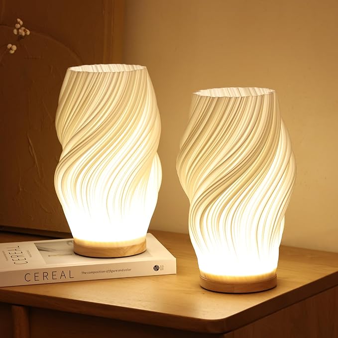 Elegant Dimmable Table Lamp with Wave Shade Design | USB-Powered Lighting for Modern Living 1 | nm1780390128204965607,ms1780390128204871956,CN1780390128204774807