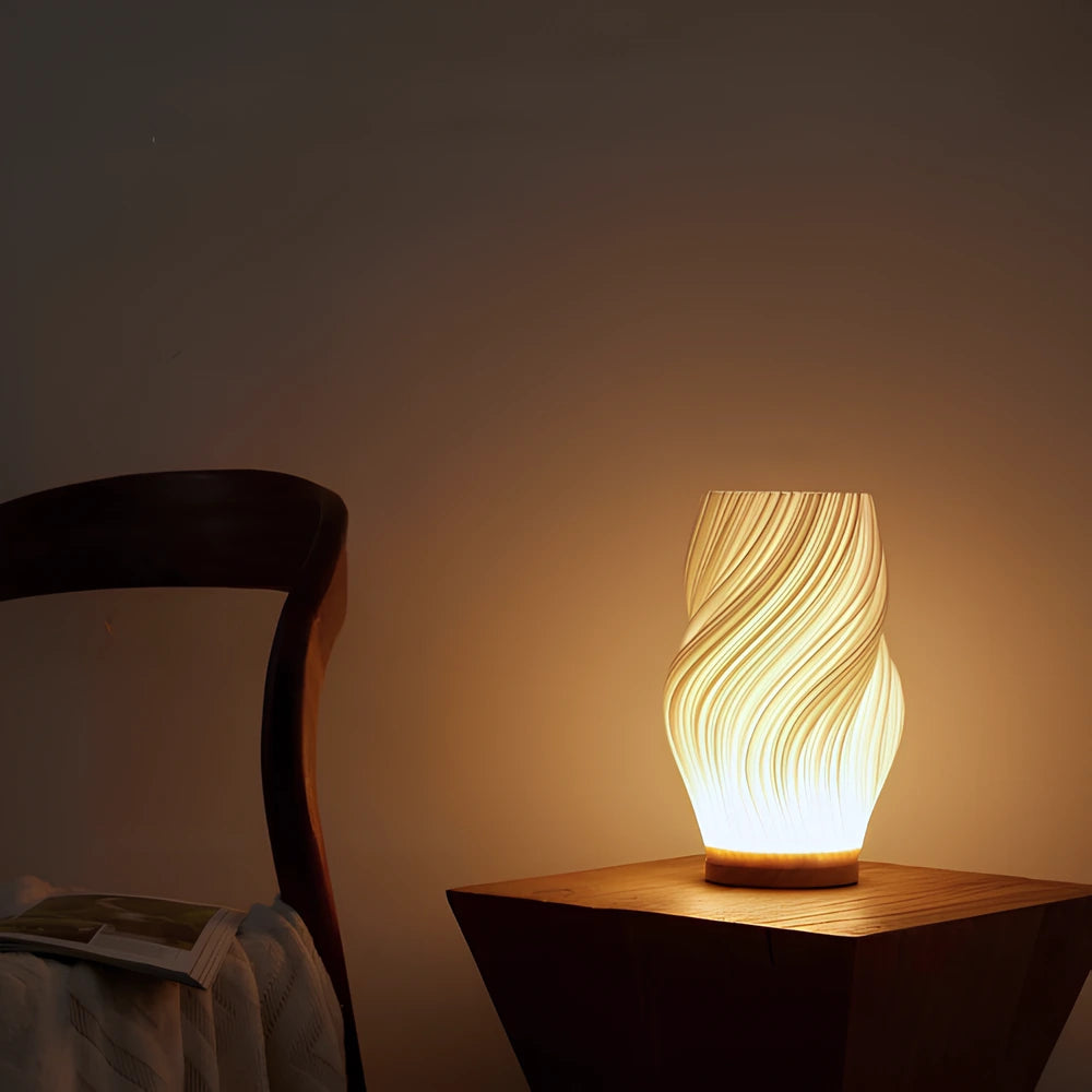 Elegant Dimmable Table Lamp with Wave Shade Design | USB-Powered Lighting for Modern Living 4 | nm1780390128204965607,ms1780390128204871956,CN1780390128204774807
