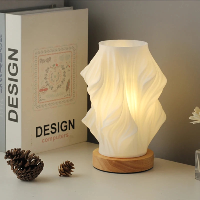 Elegant Dimmable Table Lamp with Wave Shade Design | USB-Powered Lighting for Modern Living 9 | nm1780390128204965607,ms1780390128204871956,CN1780390128204774807