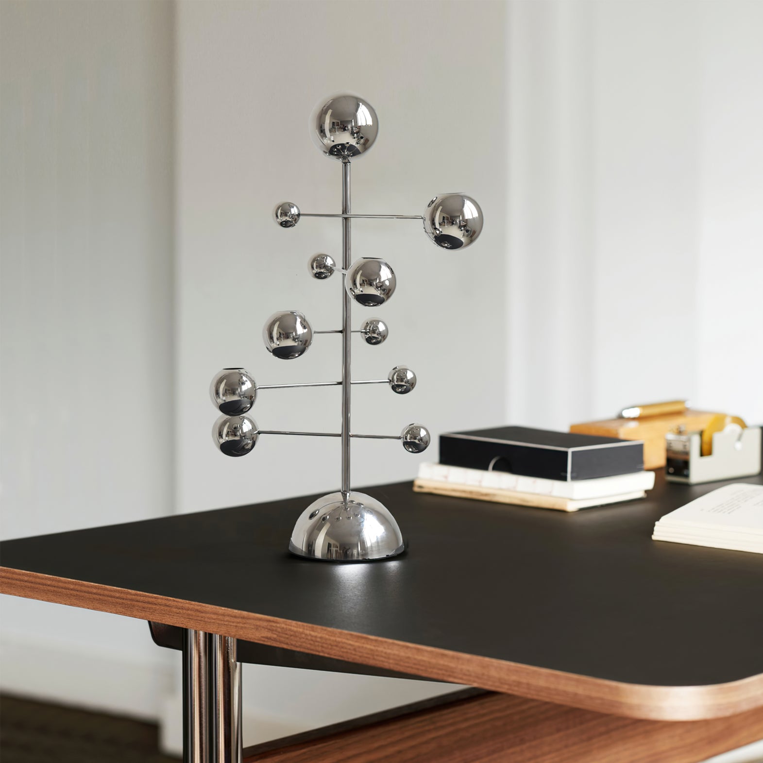 Elegant Metal Candelabra with Chrome Finish | Stylish Tabletop Accent for Indoor Decor 1 | yV1780481832140770723,Wb1780481832140859281