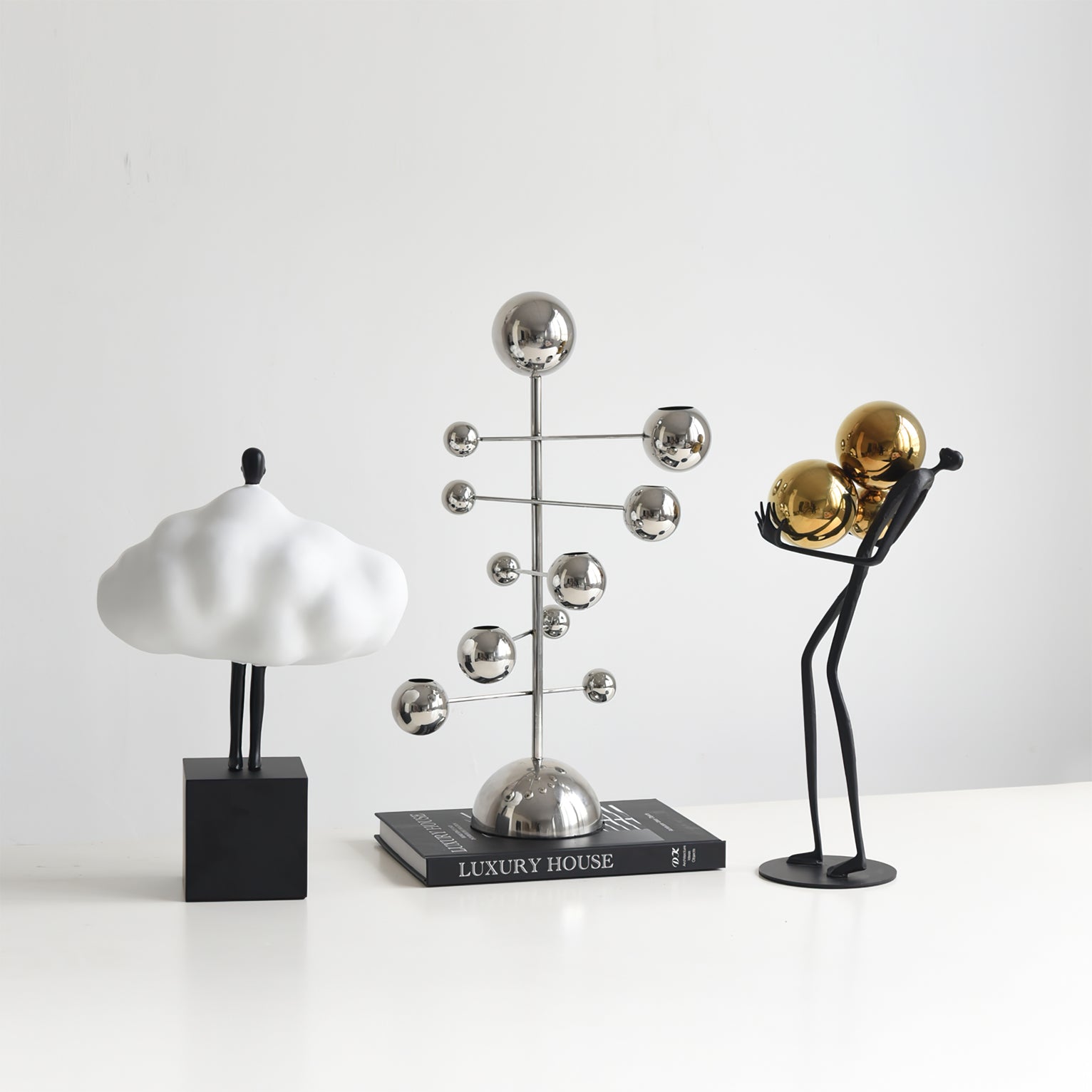 Elegant Metal Candelabra with Chrome Finish | Stylish Tabletop Accent for Indoor Decor 4 | yV1780481832140770723,Wb1780481832140859281