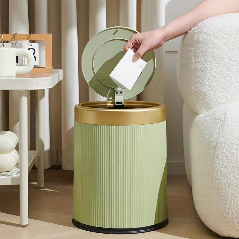 Elegant Oval Trash Can | Press-Top Waste Bin with Odour-Sealing Design | Stylish Solution for Clean, Modern Spaces 1