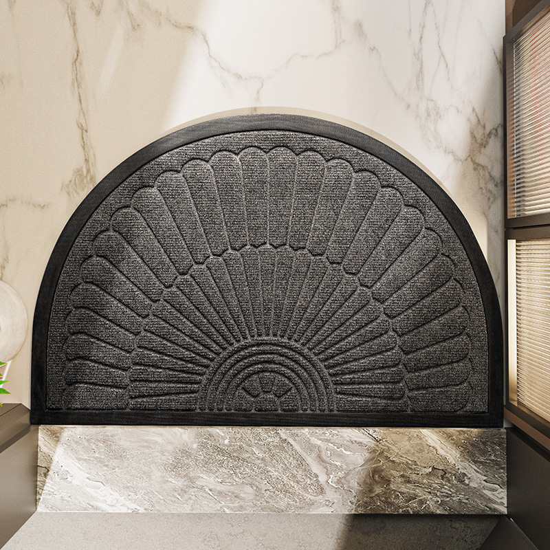 Essential Home | Non-Slip Rubber Semi-Circular Door Mat for Clean Entryways 0
