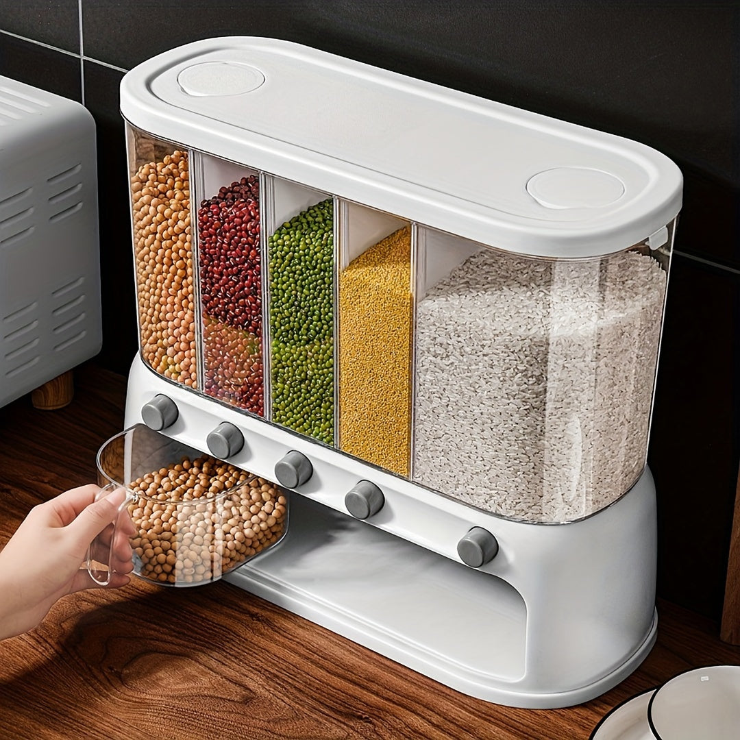 Multi-Compartment Grain Storage Container with Airtight Flip-Top Lid | Space-Saving Solution for Fresh Dry Goods 1 | Ox1780333007284636809