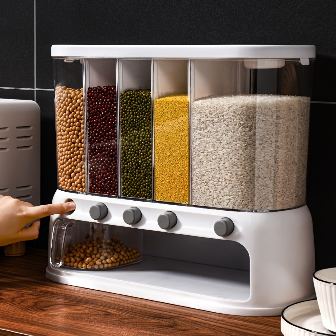 Multi-Compartment Grain Storage Container with Airtight Flip-Top Lid | Space-Saving Solution for Fresh Dry Goods 2 | Ox1780333007284636809