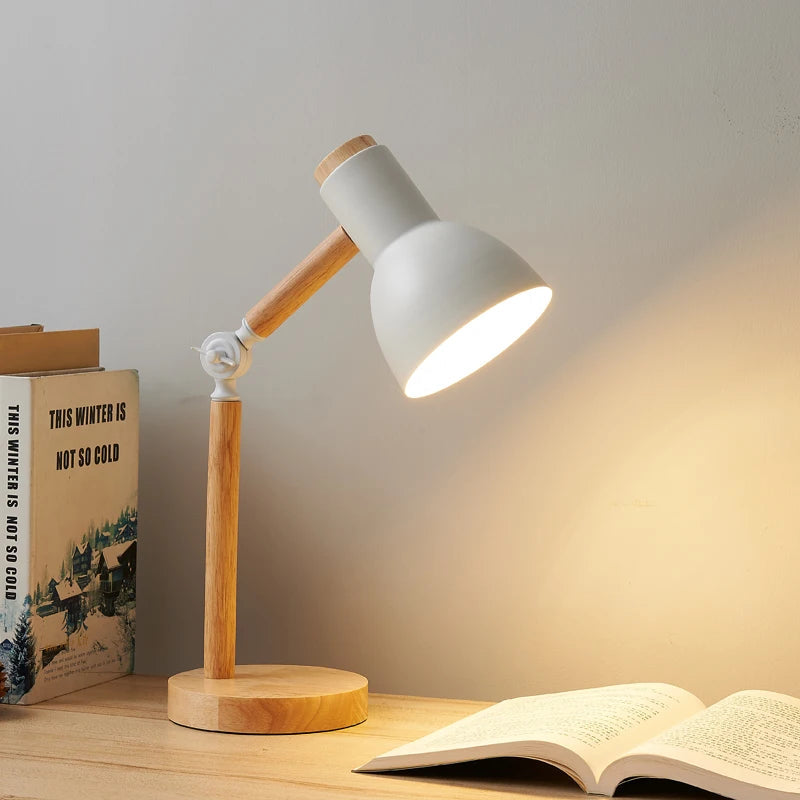 Nordic Wooden Desk Lamp | Adjustable Bedside Table Lamp with Eye-Friendly Glow | Perfect for Study and Relaxation 0