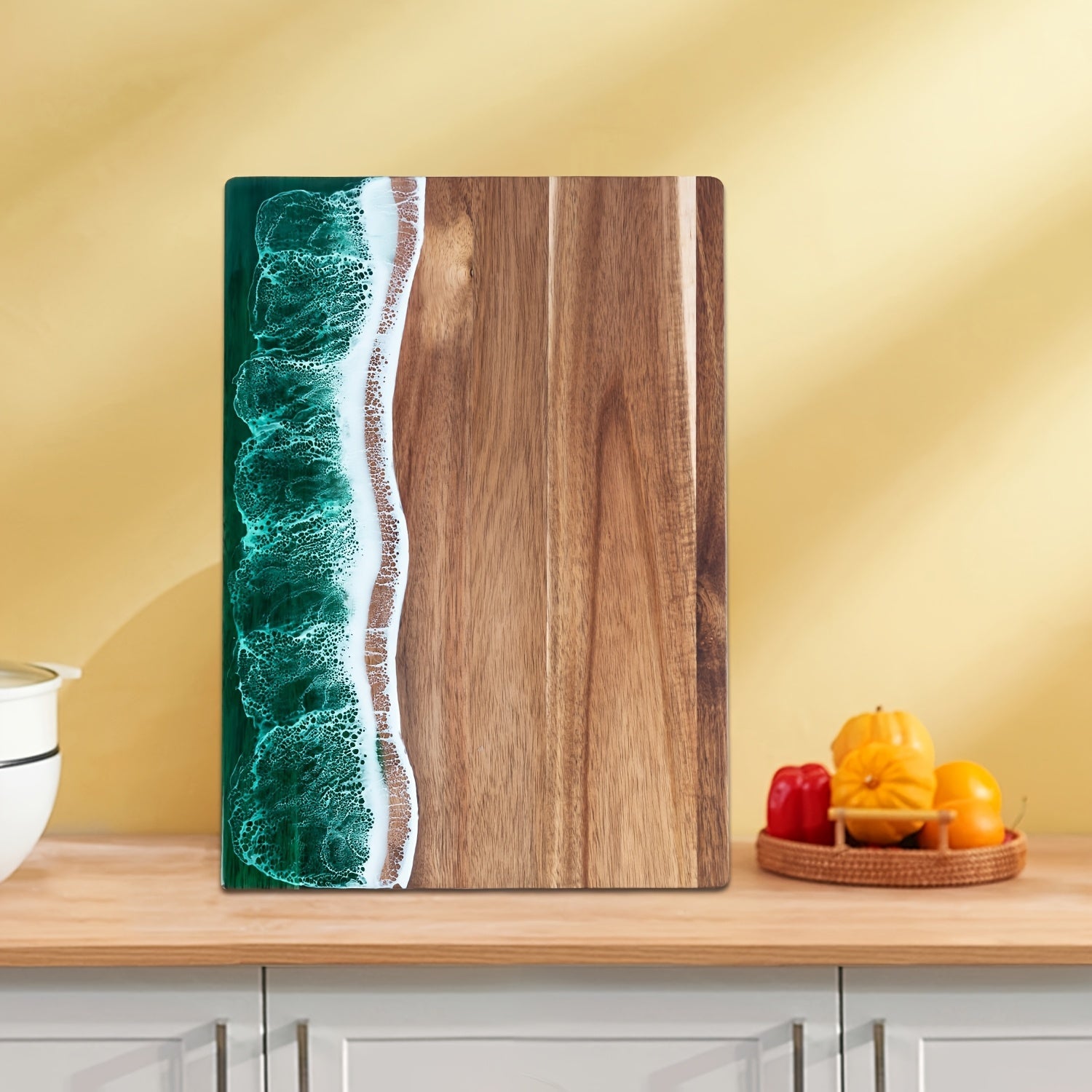 Ocean Wave | Acacia Wood Cutting Board with Resin Inlay | Multi-Purpose Kitchen Essential 1 | KE1780333007284733669,ID1780333007284827202
