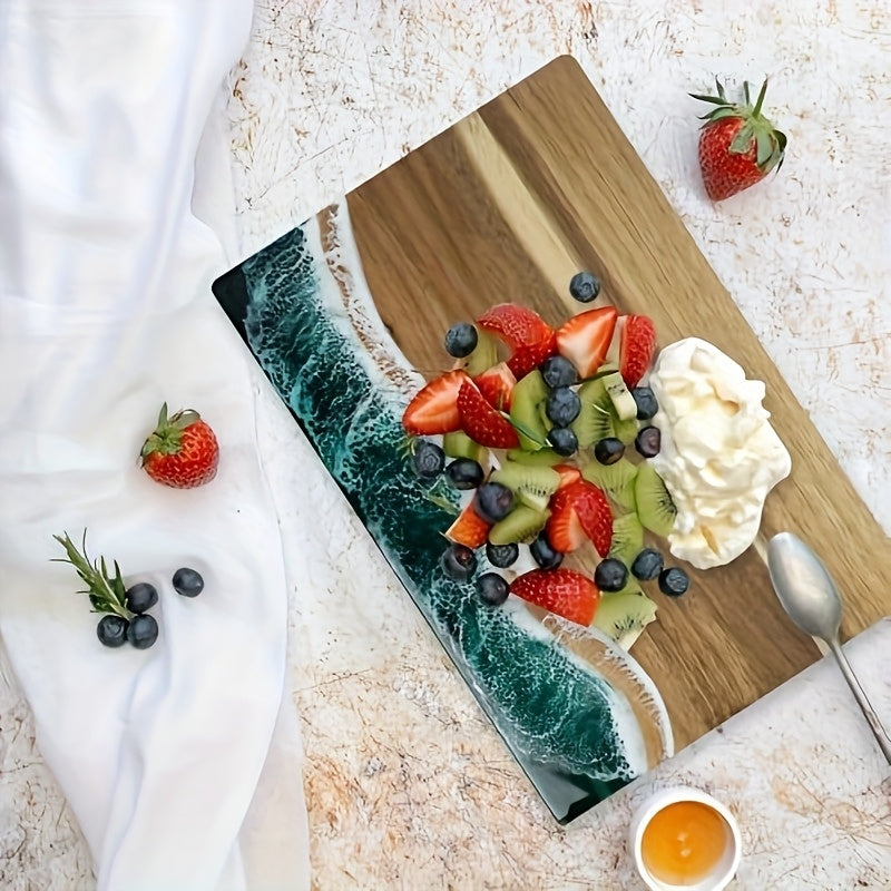 Ocean Wave | Acacia Wood Cutting Board with Resin Inlay | Multi-Purpose Kitchen Essential 2 | KE1780333007284733669,ID1780333007284827202