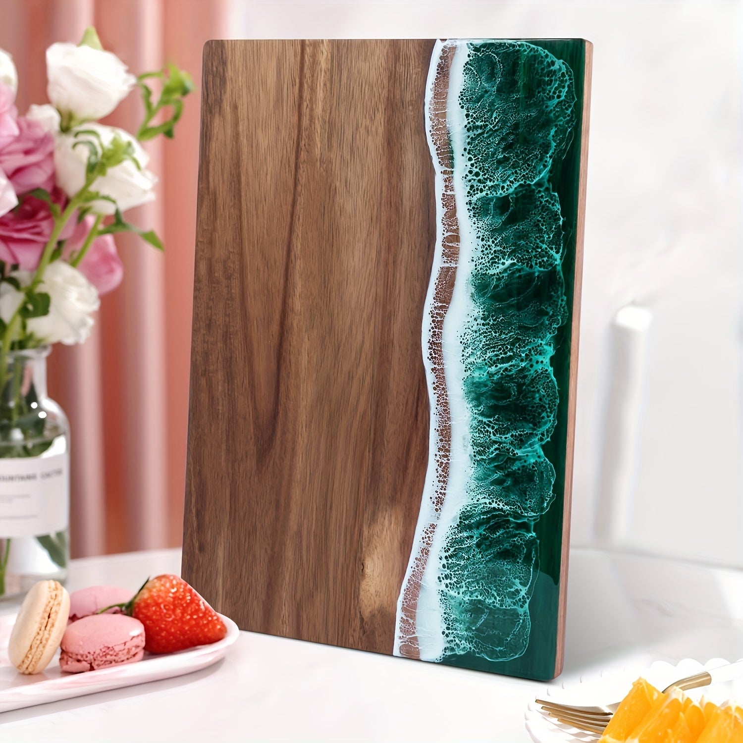 Ocean Wave | Acacia Wood Cutting Board with Resin Inlay | Multi-Purpose Kitchen Essential 7 | KE1780333007284733669,ID1780333007284827202