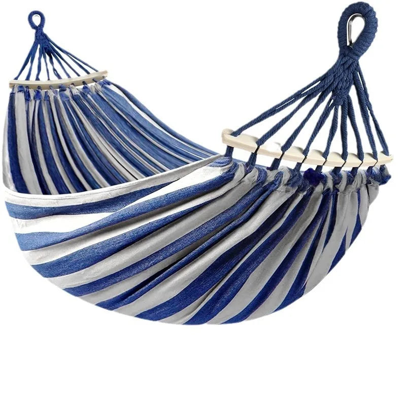 Outdoor Canvas Double Hammock with Anti-Roll Design & Wooden Spreaders for Comfortable Relaxation 5 | PI1780333007279608222,VH1780333007279312806
