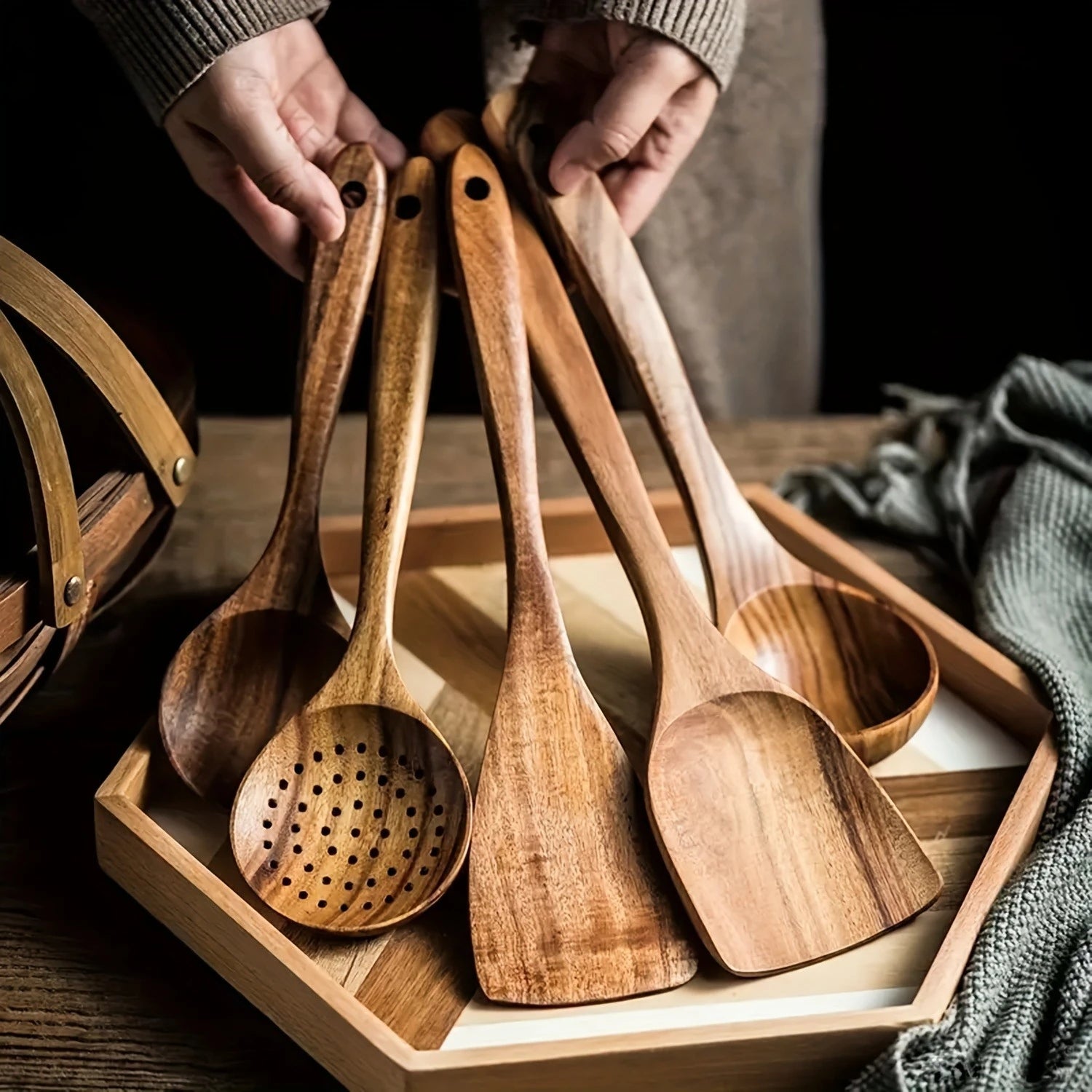 TimberChef – 5-Piece Wooden Kitchen Utensil Set for Non-Stick Pans