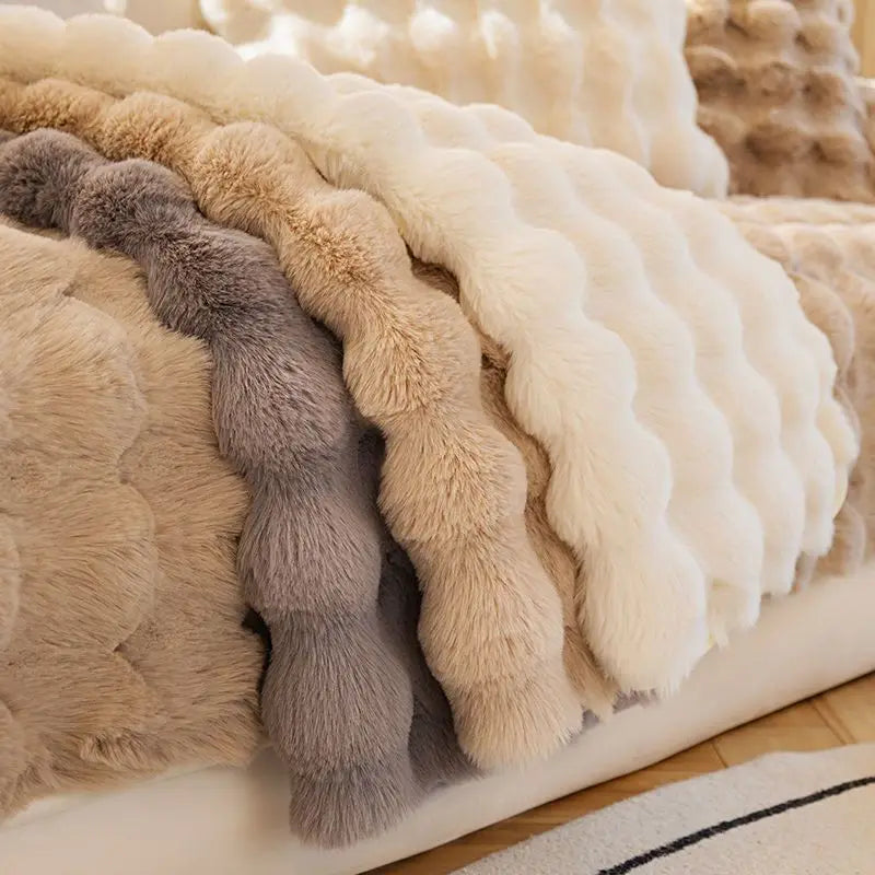 Plush Rabbit-Feel Sofa Cover