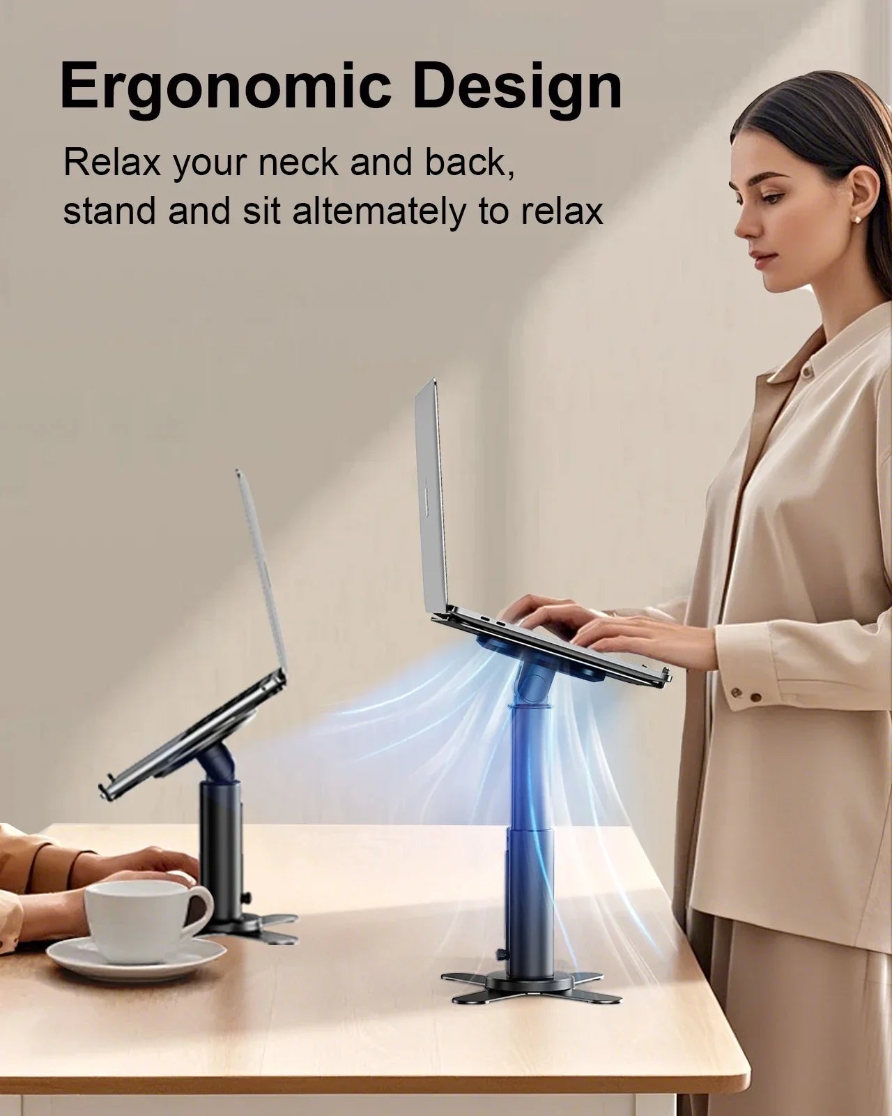 Adjustable Metal Laptop Riser Stand – Foldable Aluminium & Steel Desk Holder