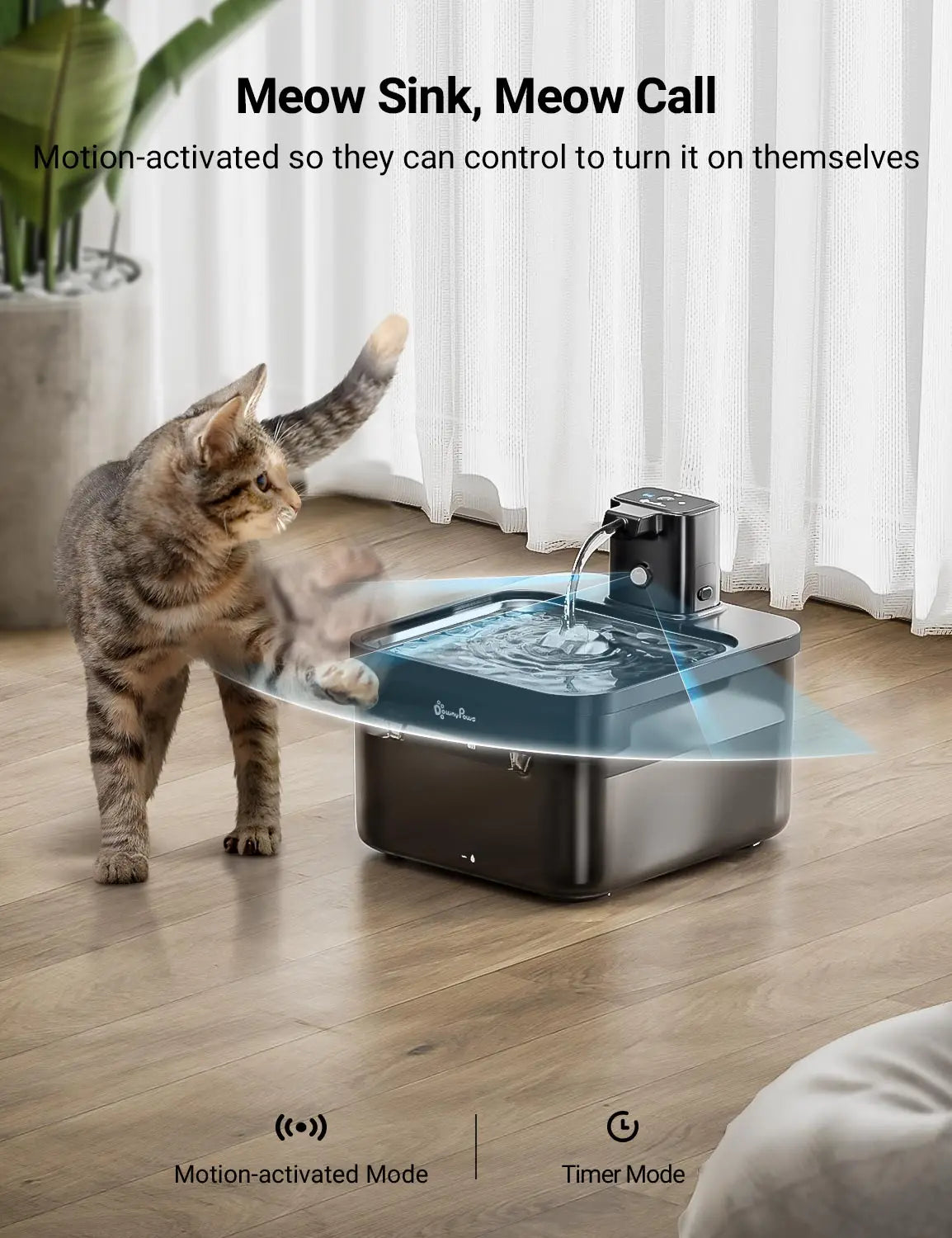 Cat Water Fountain 2.5L – Wireless Stainless Steel Pet Drinker with Sensor