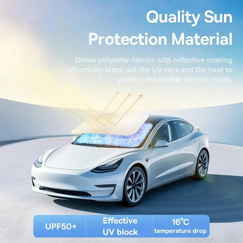 Car Windscreen Sun Shade Umbrella – Foldable UV Sunshade for Front Window, 142×75cm
