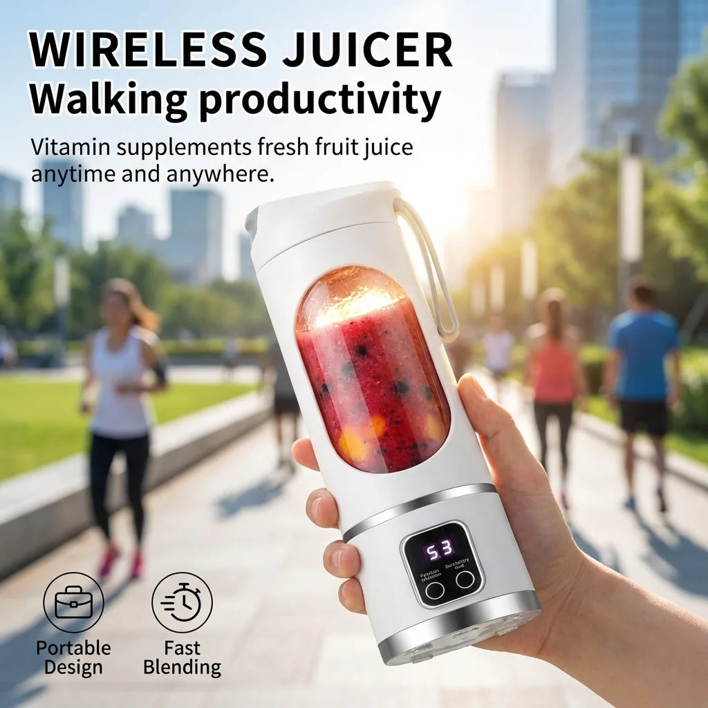 Portable Blender – 450ml Rechargeable Juicer Cup with Digital Display