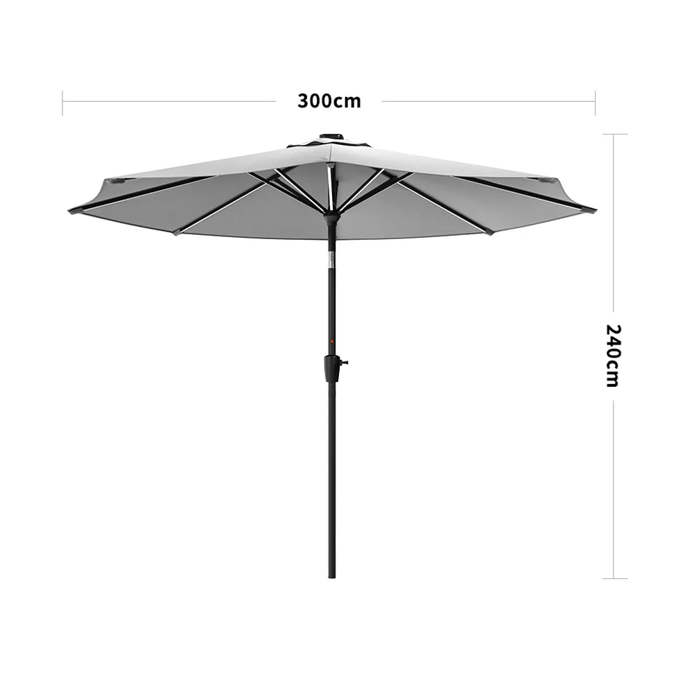 Solar LED Patio Umbrella – Large Garden Parasol with Built-In Lights