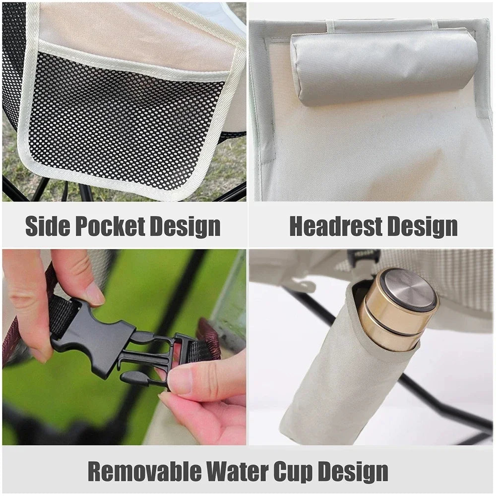 Folding Camping Chair with Headrest – Lightweight Aluminium, Packs Away