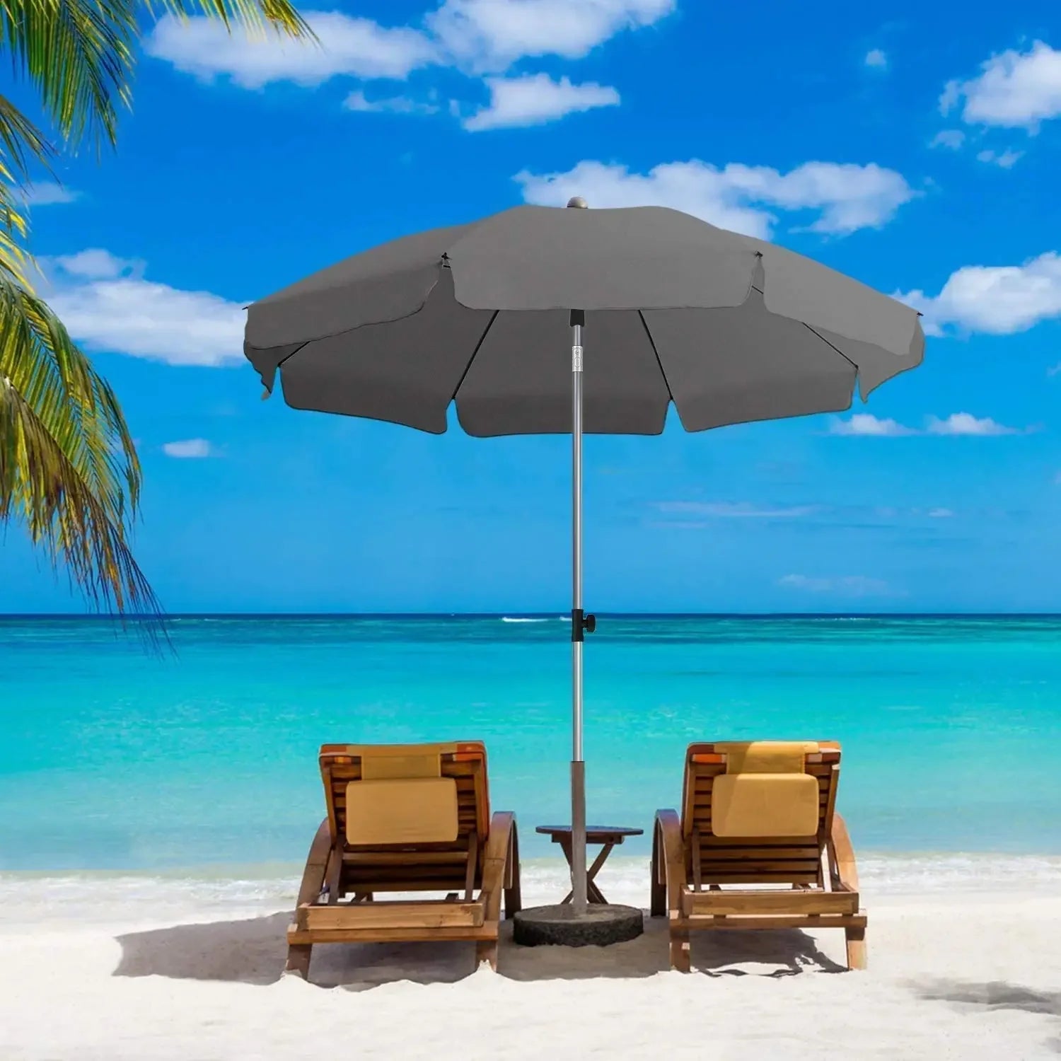 Garden Parasol 200cm – Tilting UV-Protective Round Patio Umbrella