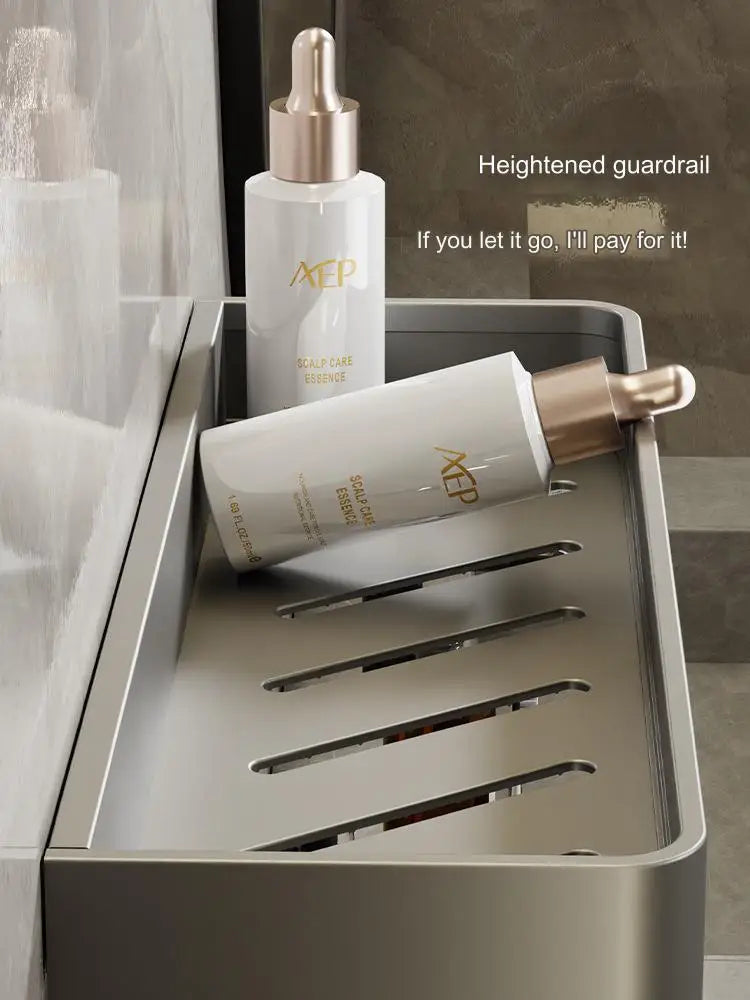 SleekMount – No-Drill Aluminium Towel Shelf with Drainage