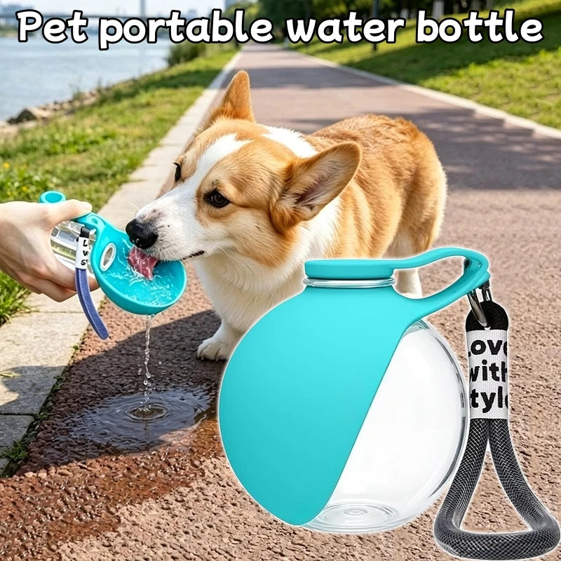 Dog Water Bottle with Collapsible Bowl – 285ml Leak-Proof Travel Cup