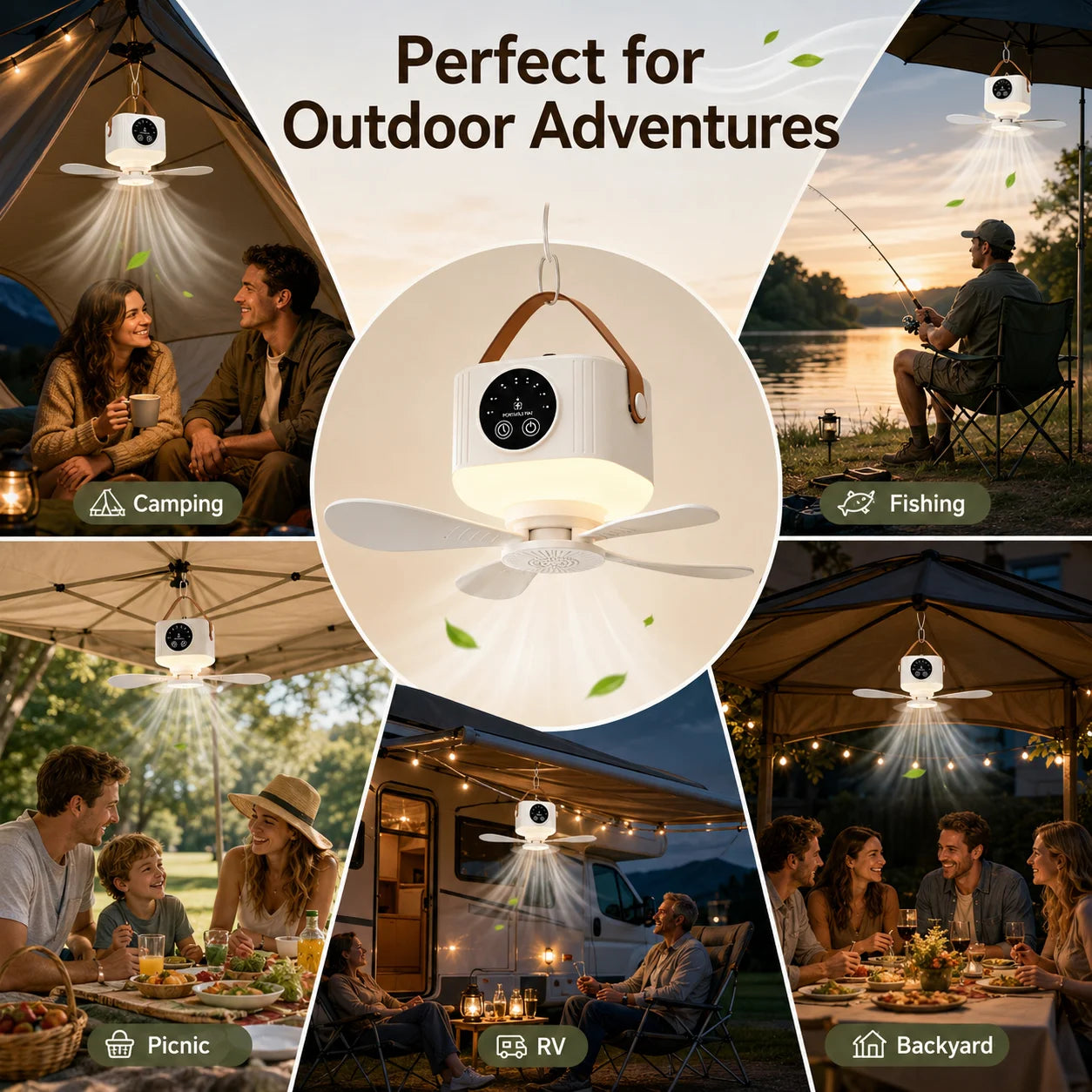 Rechargeable Hanging Fan – Portable Cordless USB Fan for Bed, Dorm & Camping