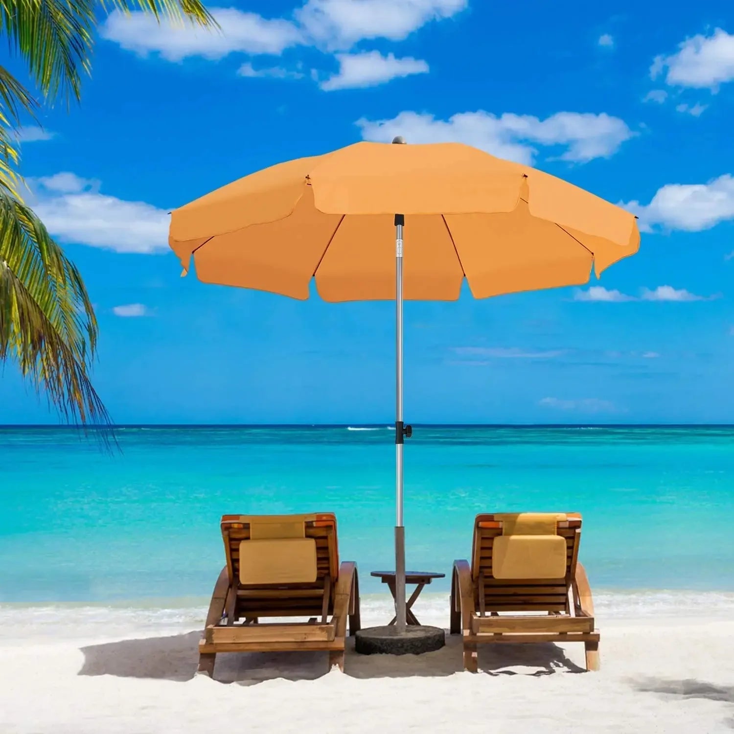 Garden Parasol 200cm – Tilting UV-Protective Round Patio Umbrella