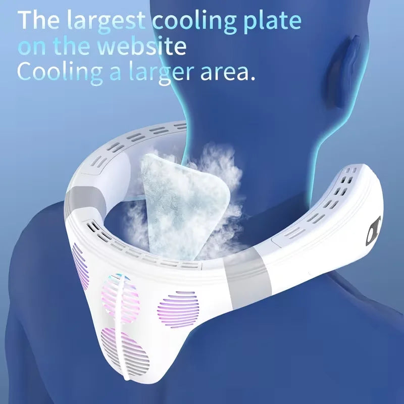 Bladeless Neck Cooling Fan – Semiconductor Cold Plate, LED Display, 3 Speeds, USB-C