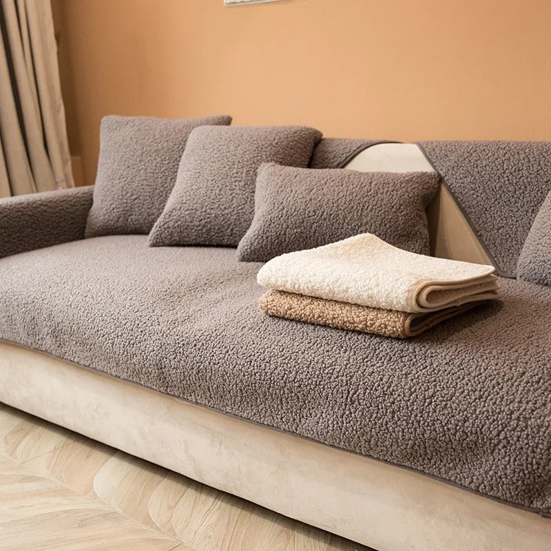 Lamb-Wool Sofa Cushion Cover