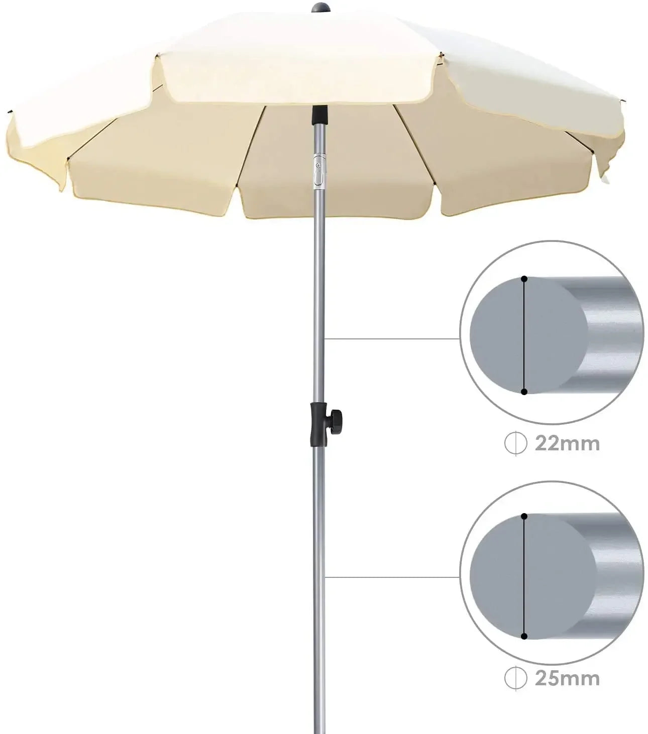 Garden Parasol 200cm – Tilting UV-Protective Round Patio Umbrella