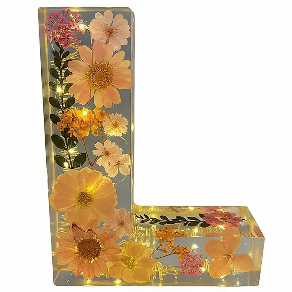 Personalised Floral LED Letter Light, Real Dried Flowers