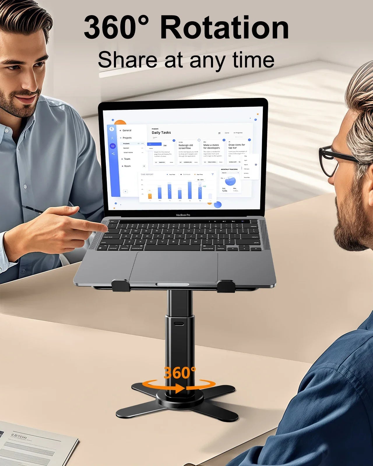 Adjustable Metal Laptop Riser Stand – Foldable Aluminium & Steel Desk Holder
