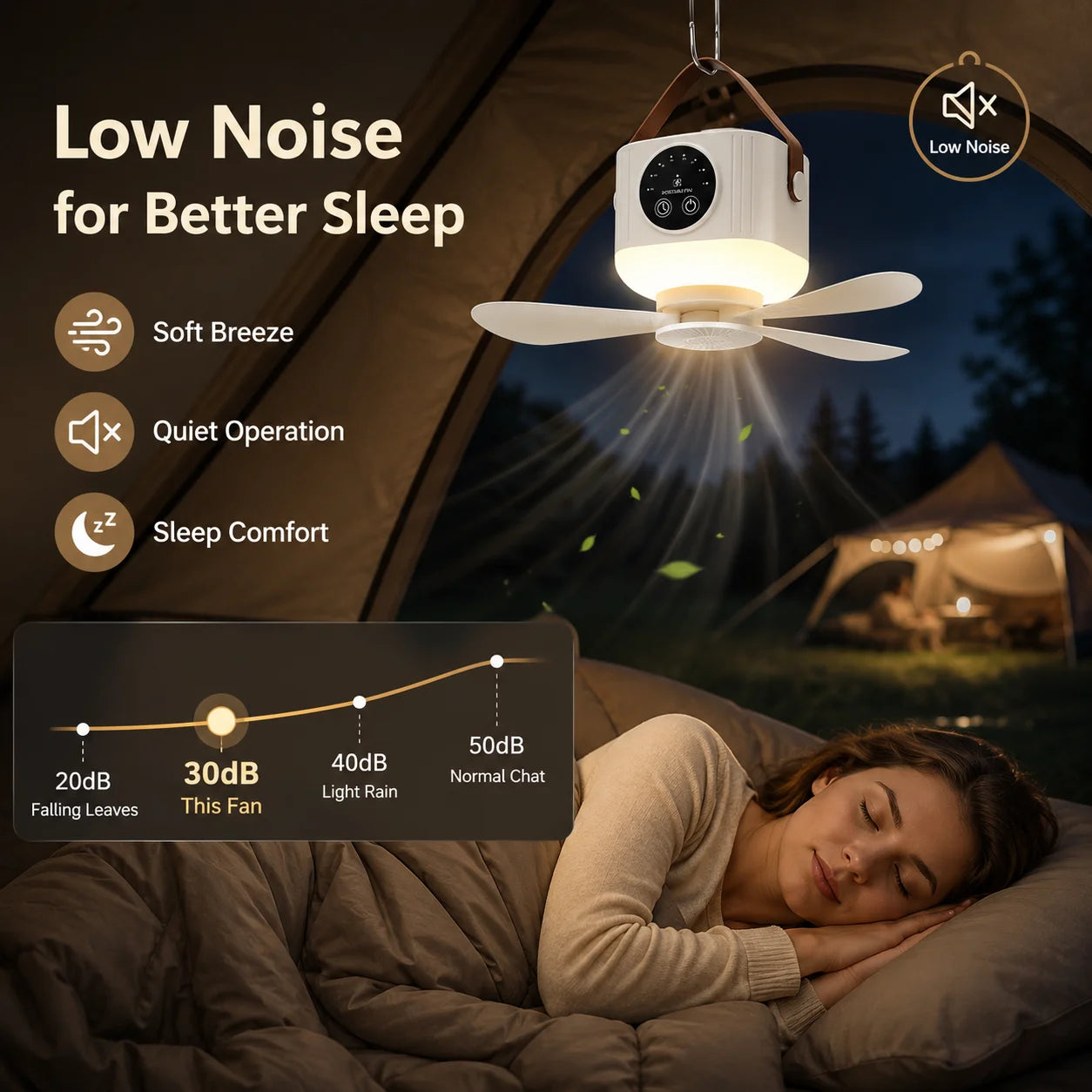 Rechargeable Hanging Fan – Portable Cordless USB Fan for Bed, Dorm & Camping