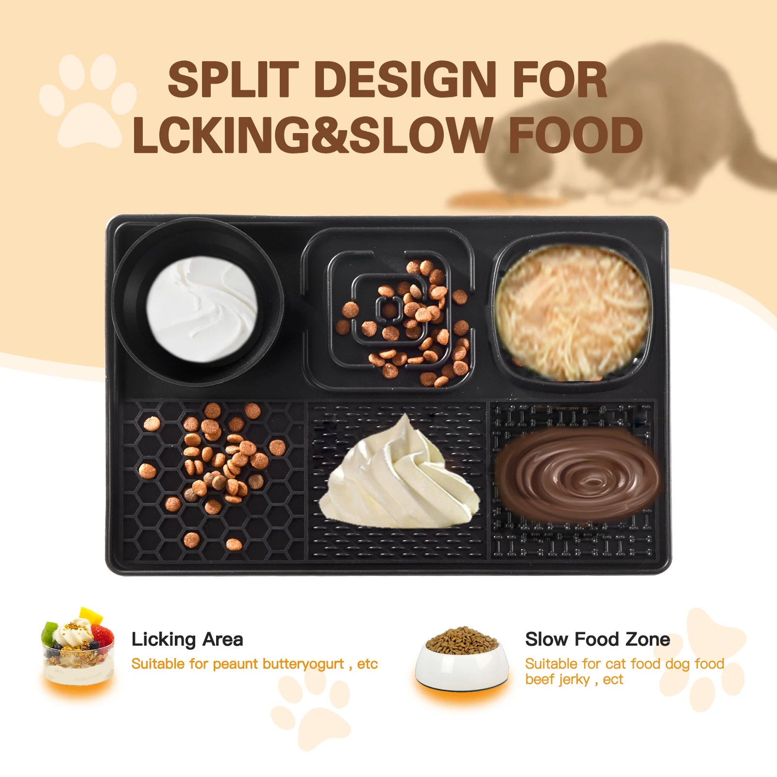 Dog Slow Feeder Licking Mat – 3-in-1 Silicone Pad with Suction Base, BPA-Free