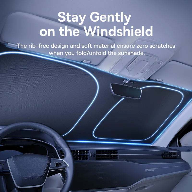 Car Windscreen Sun Shade – Folding UV Sunshade for Front Windscreen, 150×80cm