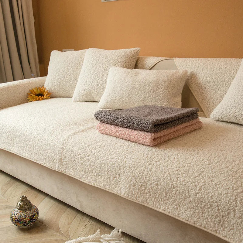 Lamb-Wool Sofa Cushion Cover